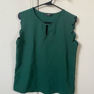 SHEIN Emerald Scalloped Edge Blouse